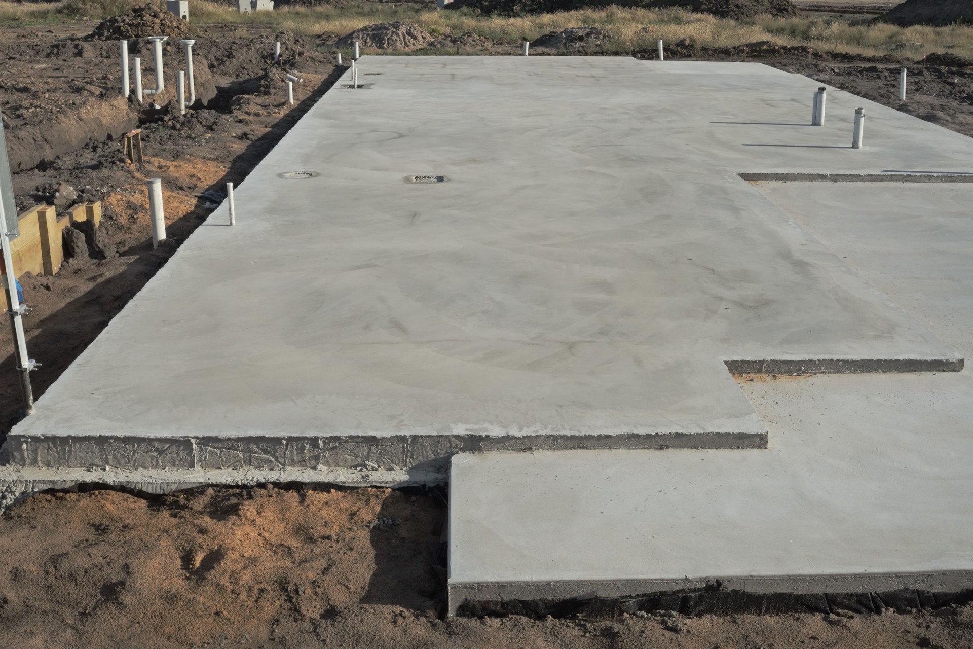 Slabs of concrete foundation for a building